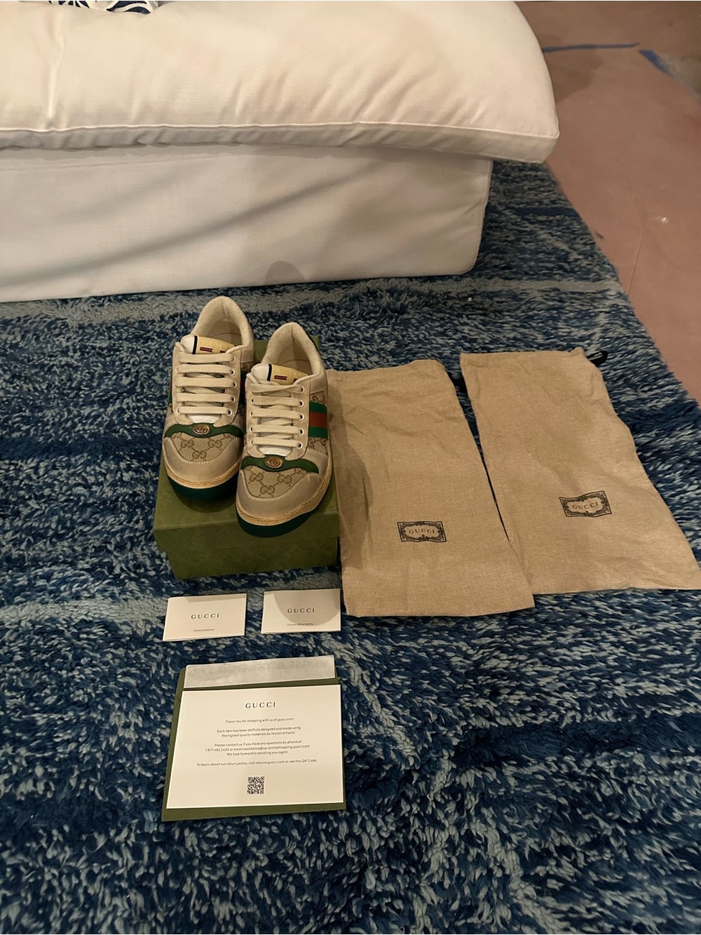 Gucci Beige Monogram Sneakers with Green and Red Web Stripe - Picture 9 of 9